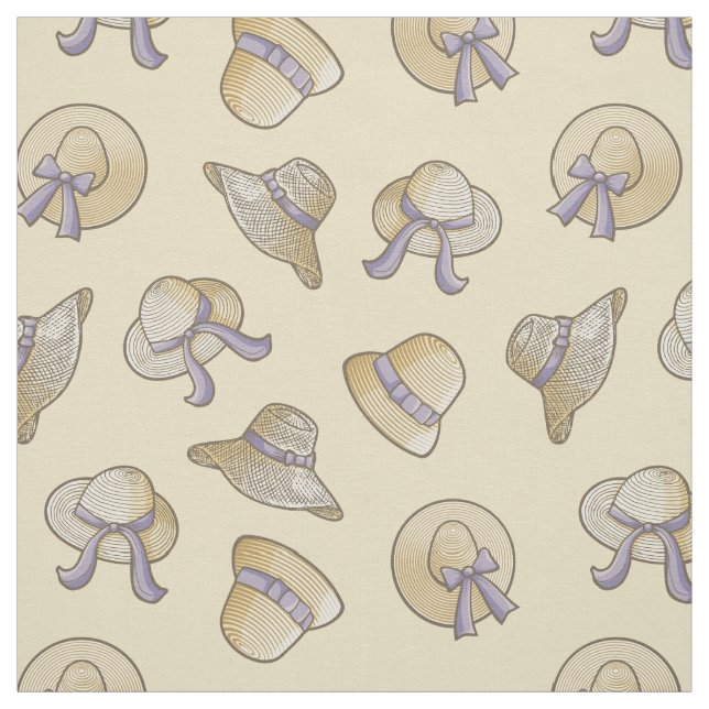 Female Summer Hats Beige Pattern Fabric (Swatch)