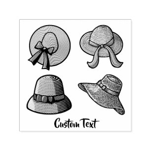 Female Summer Hats Beige Self-inking Stamp