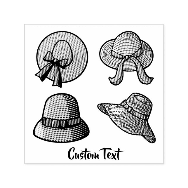 Female Summer Hats Beige Self-inking Stamp (Design)