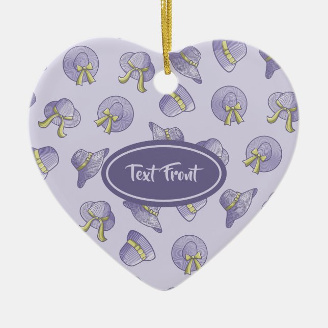Female Summer Hats Lilac Ceramic Tree Decoration (Front)