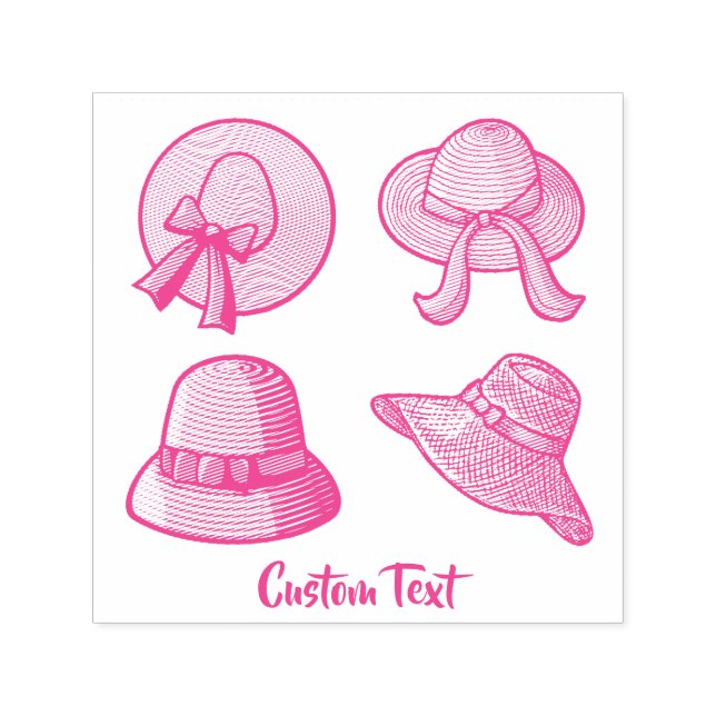 Female Summer Hats Pink Self-inking Stamp (Design)