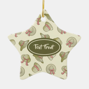 Female Summer Hats Yellow Ceramic Tree Decoration