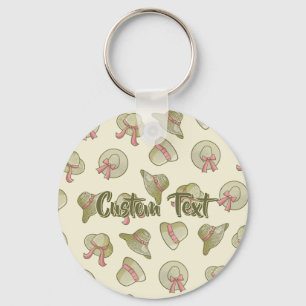 Female Summer Hats Yellow Key Ring