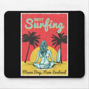 Female Surfer Manu Bay Raglan New Zealand Mouse Mat