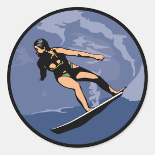 female surfer sticker