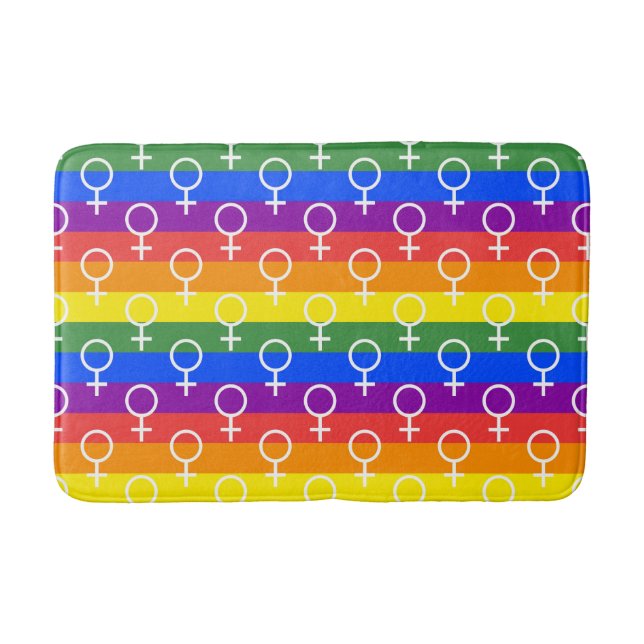 Female Symbol Rainbow Pattern Bath Mat (Front)