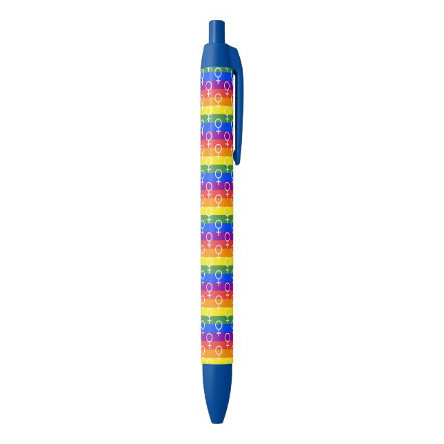 Female Symbol Rainbow Pattern Blue Ink Pen (Bottom (Vertical))