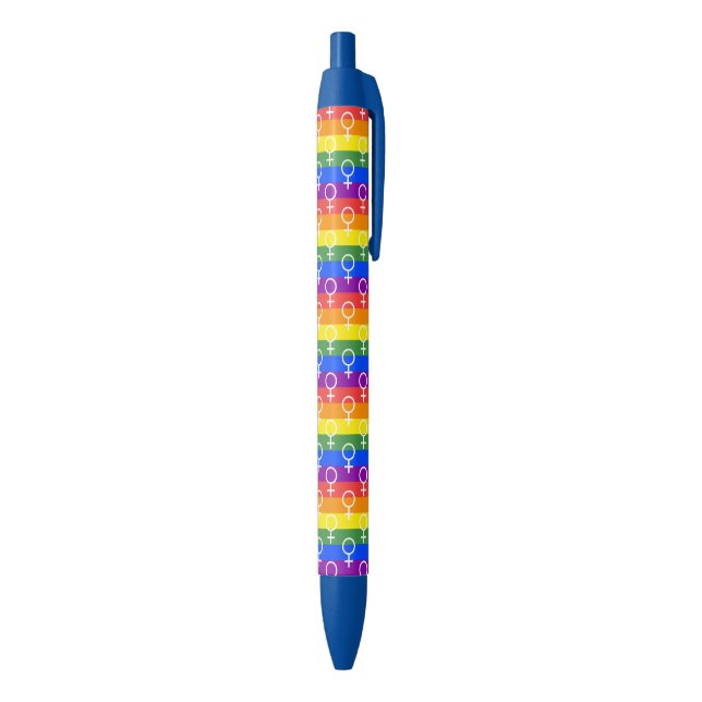 Female Symbol Rainbow Pattern Blue Ink Pen (Bottom (Vertical))