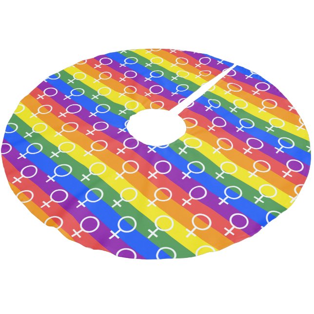 Female Symbol Rainbow Pattern Brushed Polyester Tree Skirt (Angled)