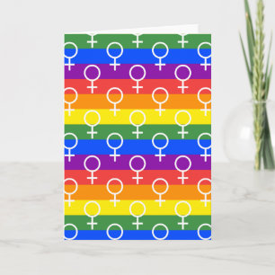 Female Symbol Rainbow Pattern Card