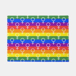 Female Symbol Rainbow Pattern Doormat