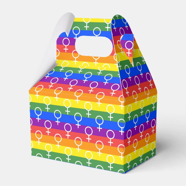 Female Symbol Rainbow Pattern Favour Box (Front Side)