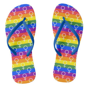 Female Symbol Rainbow Pattern Flip Flops