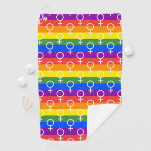 Female Symbol Rainbow Pattern Golf Towel