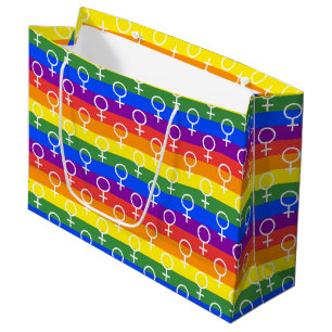 Female Symbol Rainbow Pattern Large Gift Bag