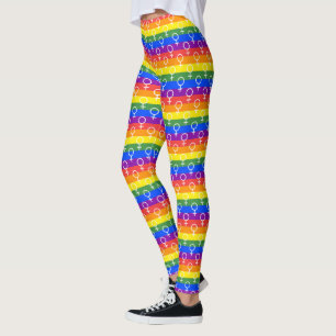 Female Symbol Rainbow Pattern Leggings