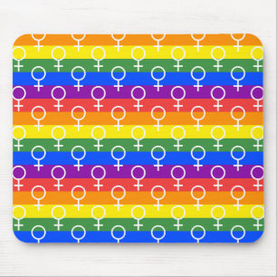 Female Symbol Rainbow Pattern Mouse Mat