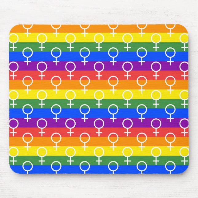Female Symbol Rainbow Pattern Mouse Mat (Front)