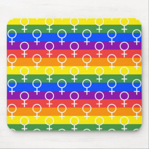 Female Symbol Rainbow Pattern Mouse Mat