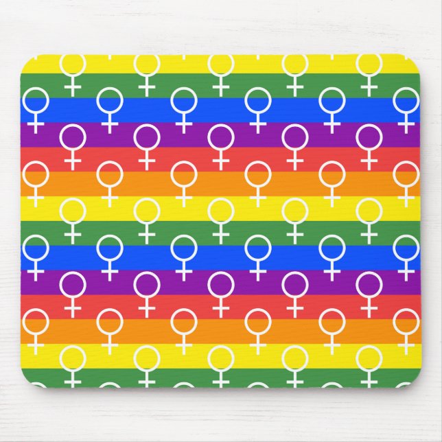 Female Symbol Rainbow Pattern Mouse Mat (Front)