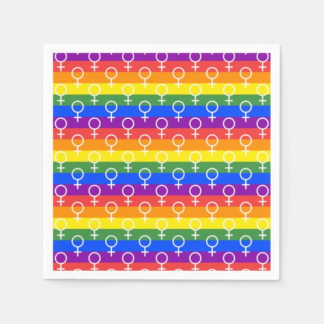 Female Symbol Rainbow Pattern Napkin (Front)