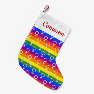 Female Symbol Rainbow Pattern Small Christmas Stocking