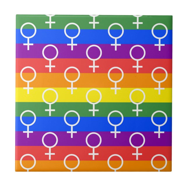 Female Symbol Rainbow Pattern Tile (Front)
