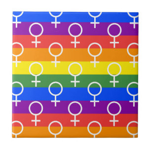 Female Symbol Rainbow Pattern Tile
