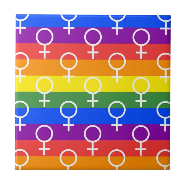 Female Symbol Rainbow Pattern Tile (Front)