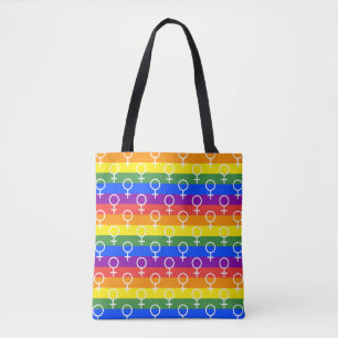 Female Symbol Rainbow Pattern Tote Bag