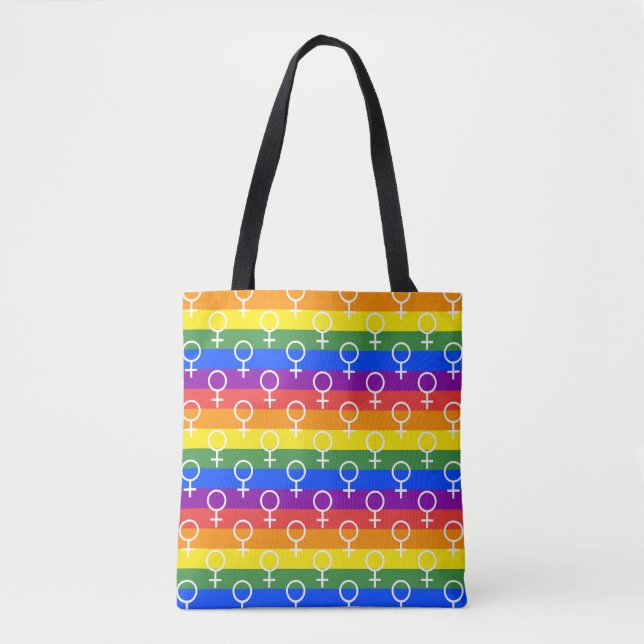 Female Symbol Rainbow Pattern Tote Bag (Front)