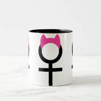 Female Symbol with Pussyhat by Cafe Cha Cha Two-Tone Coffee Mug