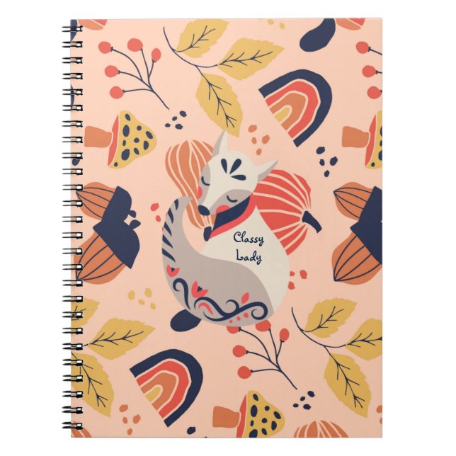 Female Teacher Gift CLASSY LADY Hygge Fox Notebook (Front)