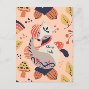 Female Teacher Gift CLASSY LADY Hygge Fox Postcard