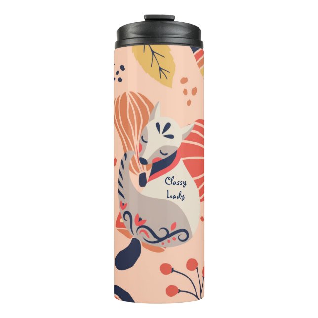 Female Teacher Gift CLASSY LADY Hygge Fox Thermal Tumbler (Front)