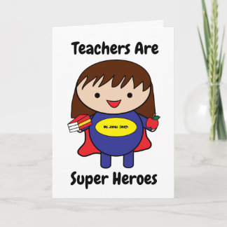 Female Teacher Super Hero Kawaii Personalise Card