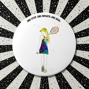 Female Tennis Player 6 Cm Round Badge