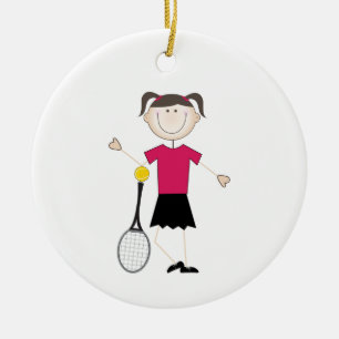 Female Tennis Player Ceramic Tree Decoration
