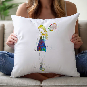 Female Tennis Player Cushion