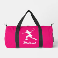 Female tennis player custom pink sports duffle bag