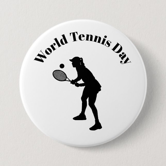 Female Tennis Player Silhouette Button  (Front)