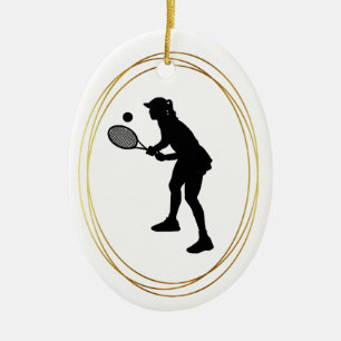 Female Tennis Player Silhouette Christmas Ornament