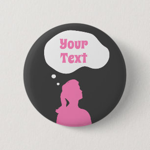 Female Thinking 6 Cm Round Badge