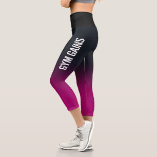 Female Trainer Custom Quote Faded Black and Purple Capri Leggings