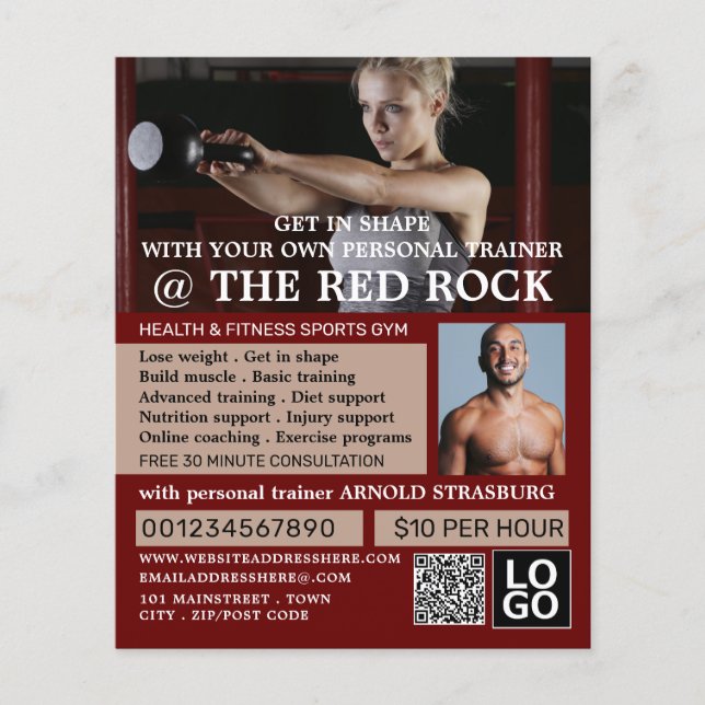 Female Trainer, Personal trainer, Gym Advertising Flyer (Front)