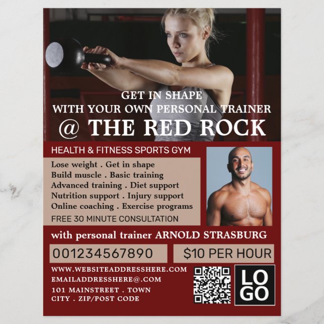 Female Trainer, Personal trainer, Gym Advertising Flyer (Front)