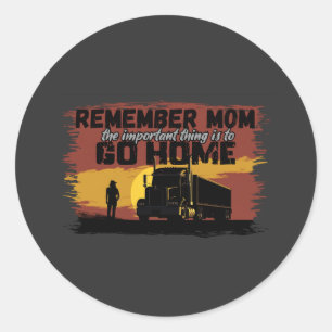 Female Trucker Mom Road Journey Family Love Design Classic Round Sticker