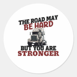 Female Trucker Strong Road Resilient Journey Pride Classic Round Sticker