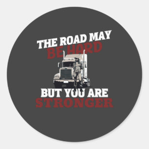Female Trucker Strong Road Resilient Journey Pride Classic Round Sticker
