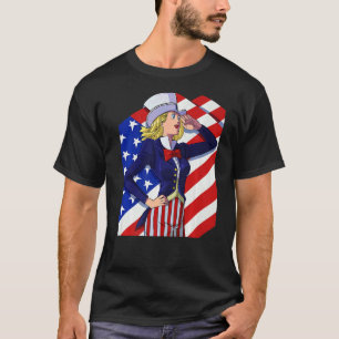 Female Uncle Sam Patriotic American Lady 4th Of Ju T-Shirt